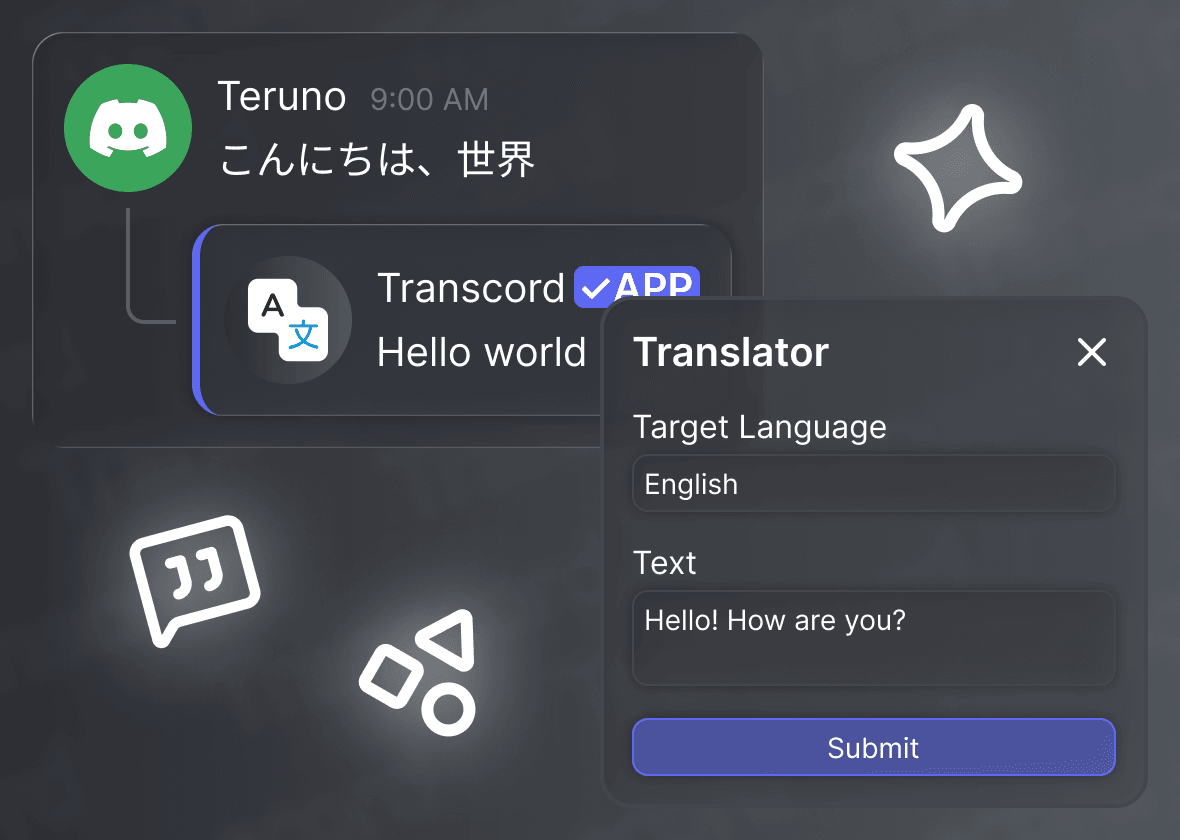 Transcord app screen